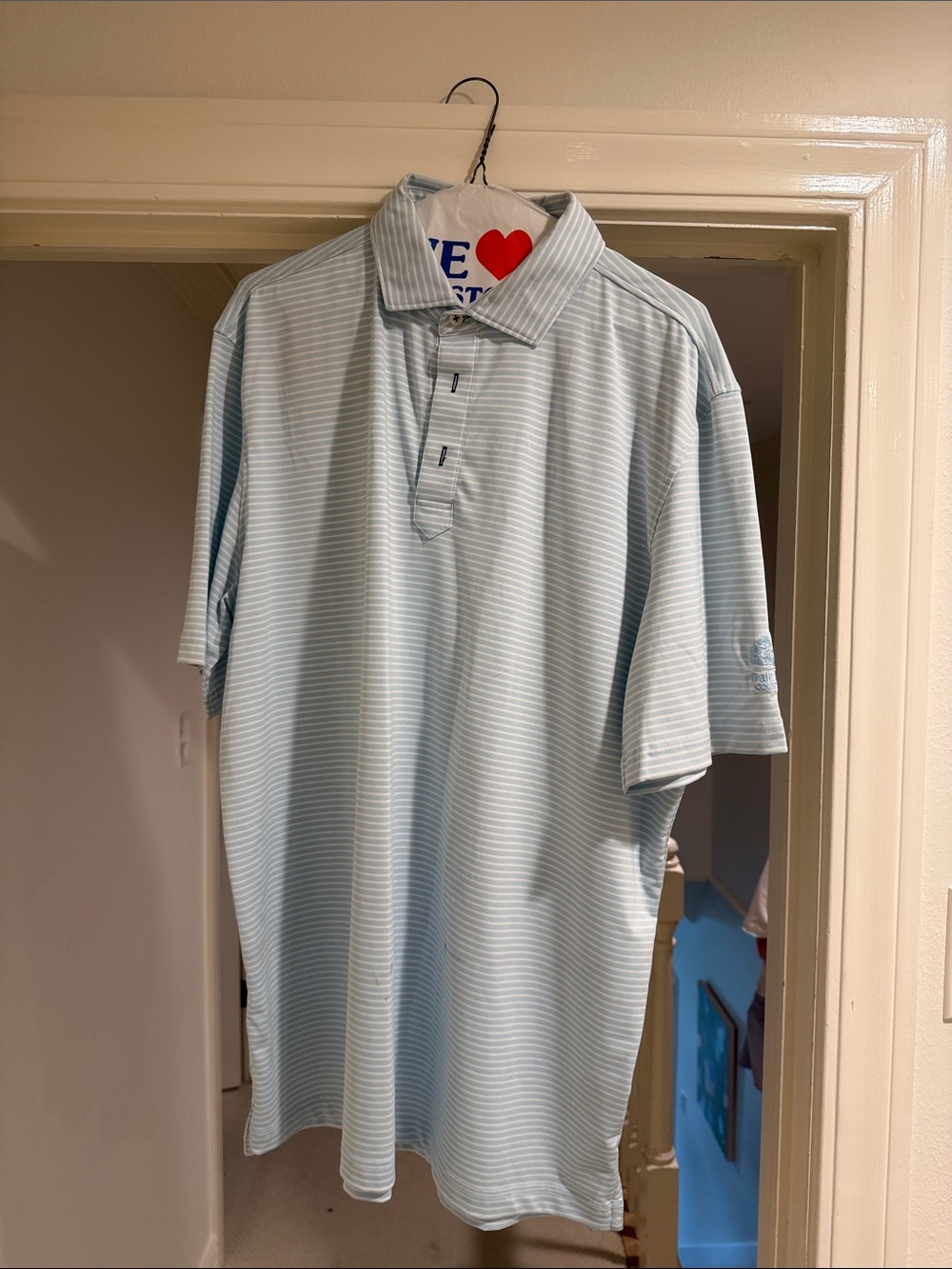 Men's Light Blue Striped Polo Shirt by